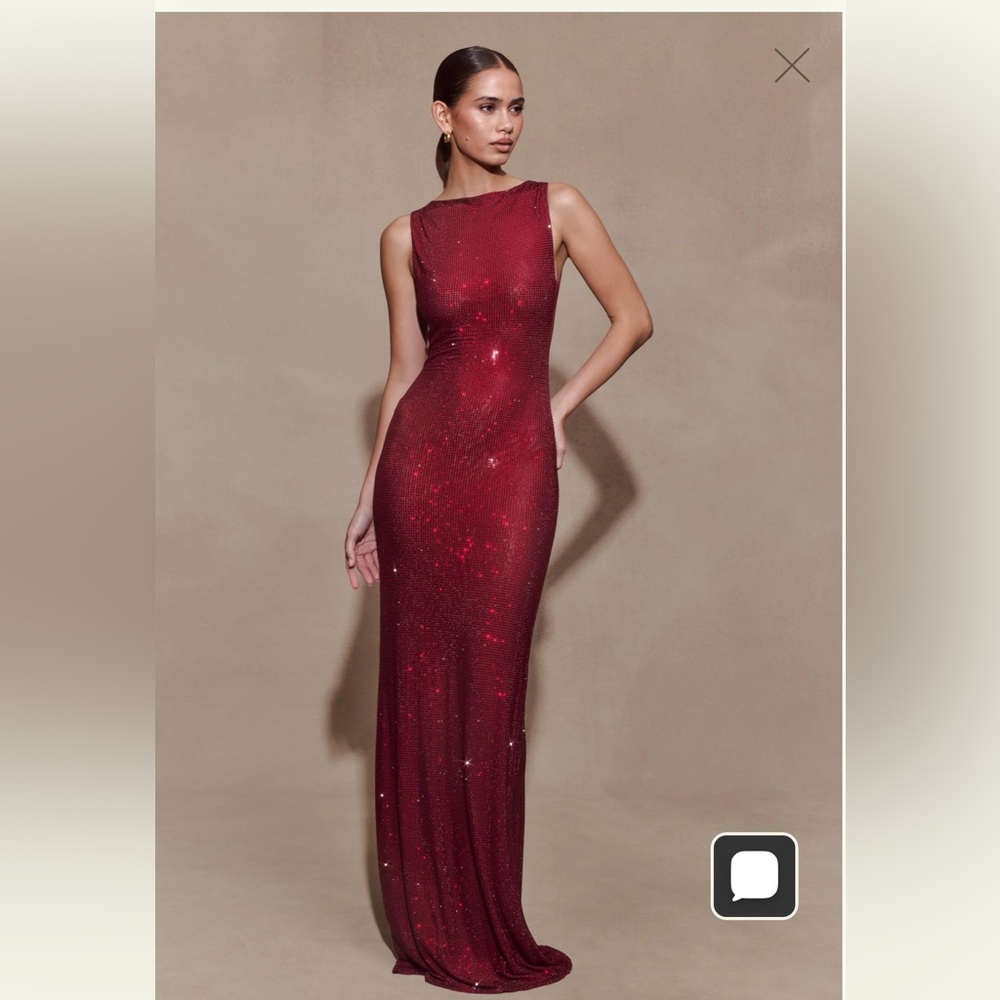 Meshki Magnolia Sleeveless Diamante Maxi Dress - Wine